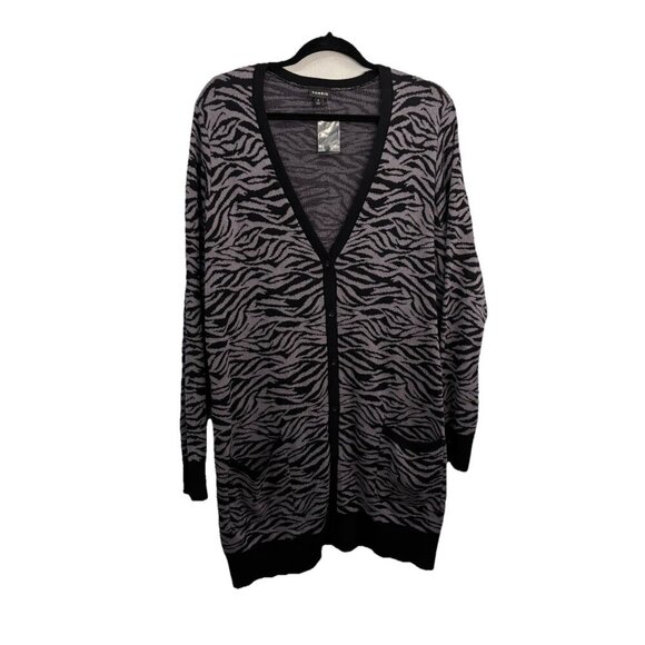 Torrid  V Neck Zebra Print Cardigan Gray Black Size 3X - Picture 1 of 11